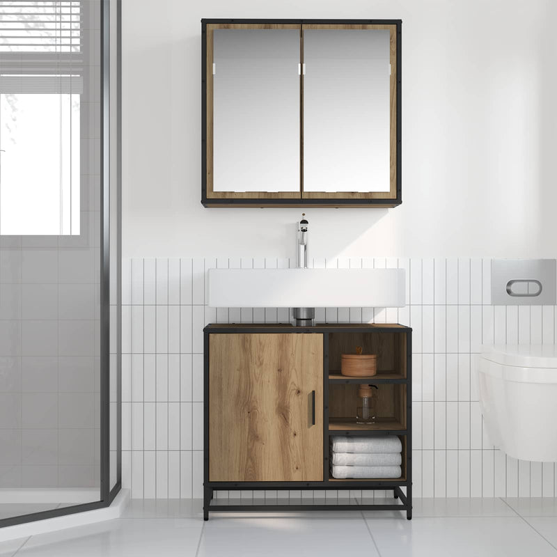 Set de mobilier pentru baie 2 buc. Stejar Artizanal