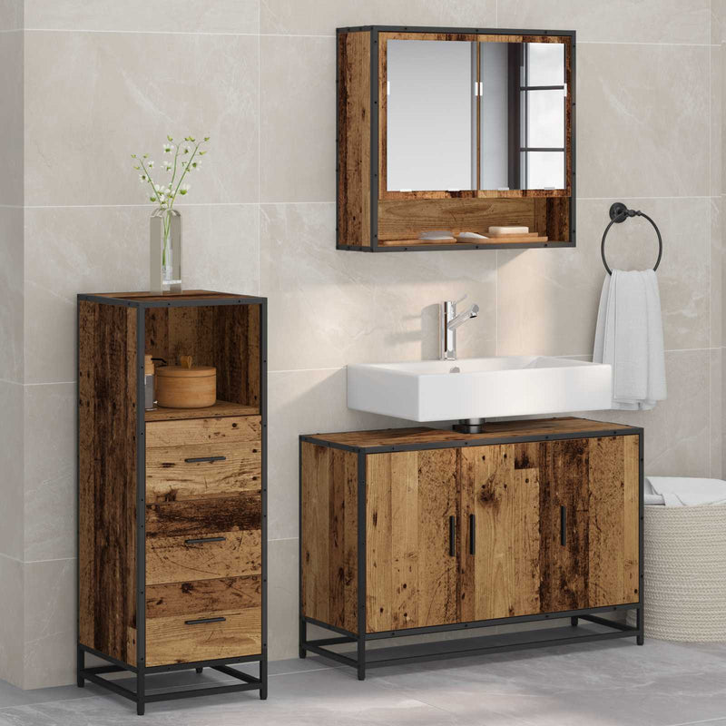 Set de mobilier pentru baie 3 buc. Lemn Vechi Lemn prelucrat