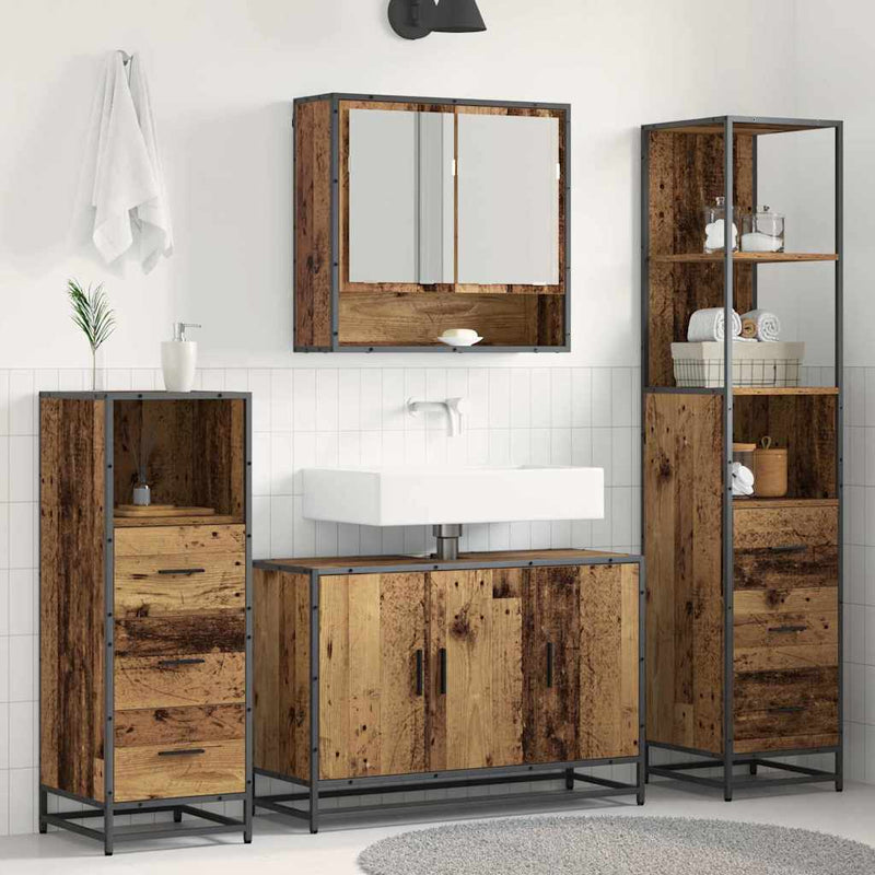 Set de mobilier pentru baie 3 buc. Lemn Vechi