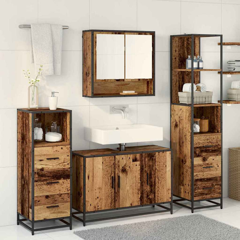 Set de mobilier pentru baie 3 buc. Lemn Vechi