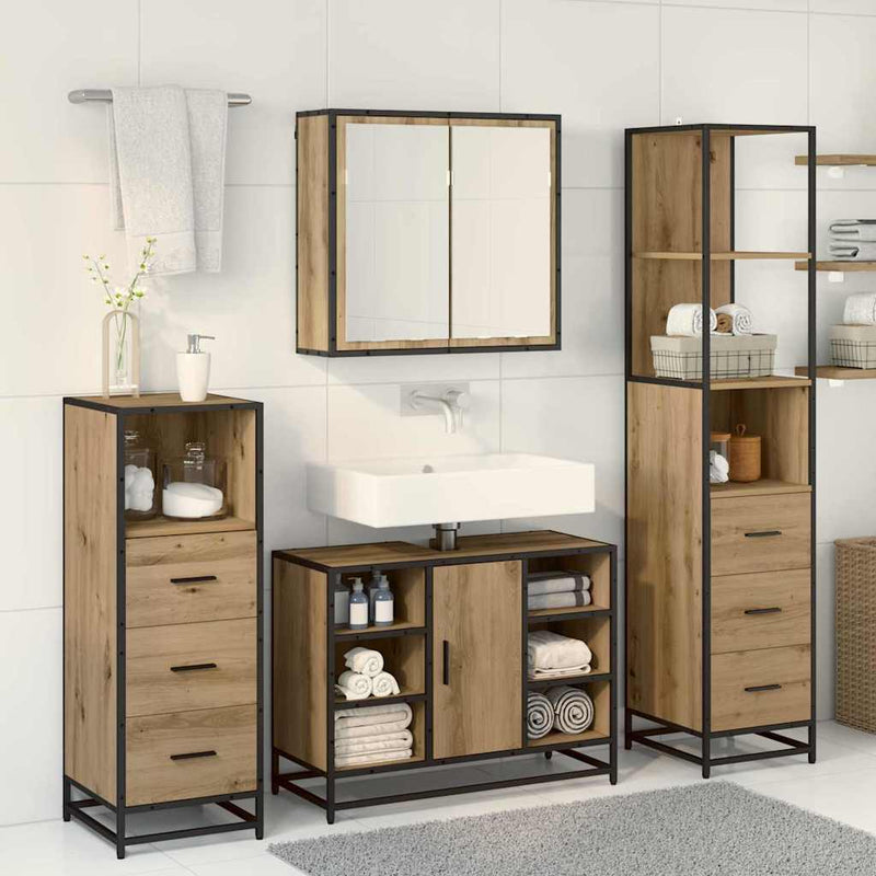 Set de mobilier pentru baie 3 buc. Stejar Artizanal