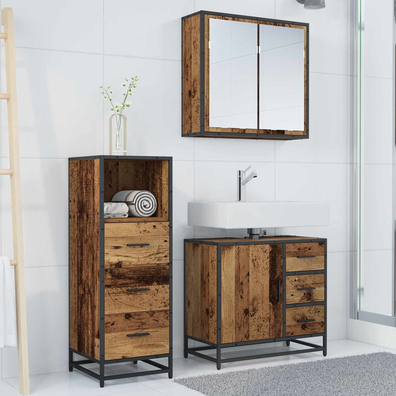 Set de mobilier pentru baie 3 buc. Lemn Vechi