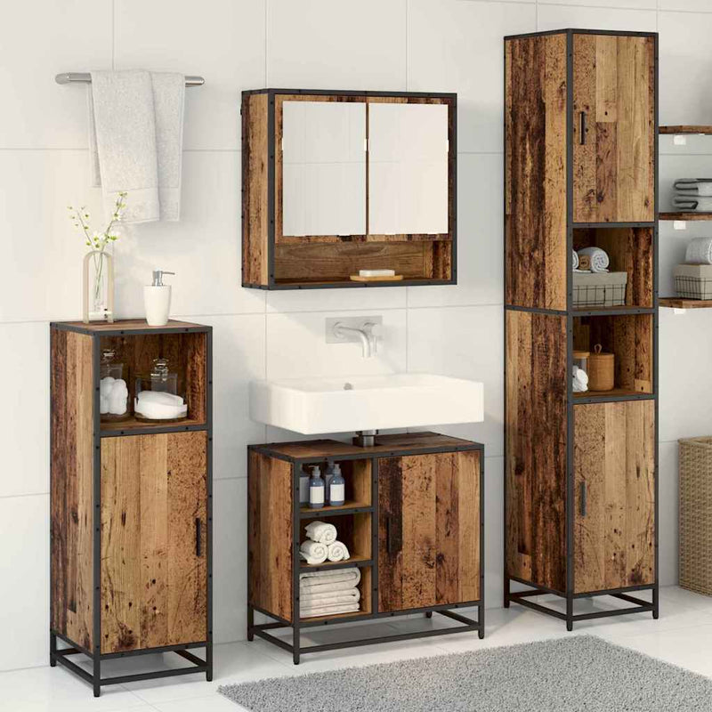 Set de mobilier pentru baie 3 buc. Lemn Vechi