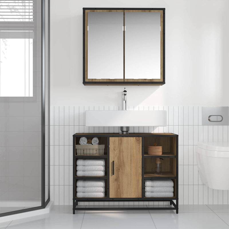 Set de mobilier pentru baie 2 buc. Stejar Artizanal
