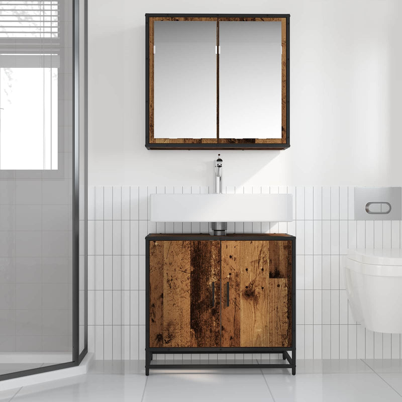 Set de mobilier pentru baie 2 buc. Lemn Vechi Lemn prelucrat