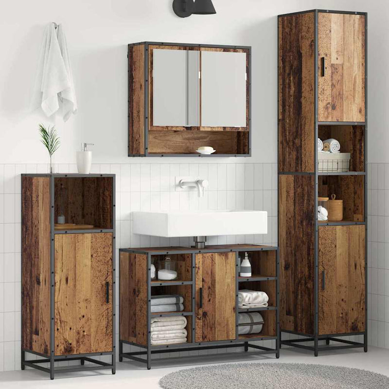 Set de mobilier pentru baie 3 buc. Lemn Vechi Lemn prelucrat