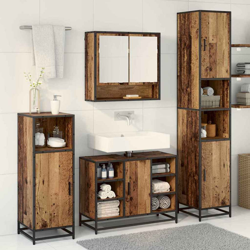 Set de mobilier pentru baie 3 buc. Lemn Vechi Lemn prelucrat