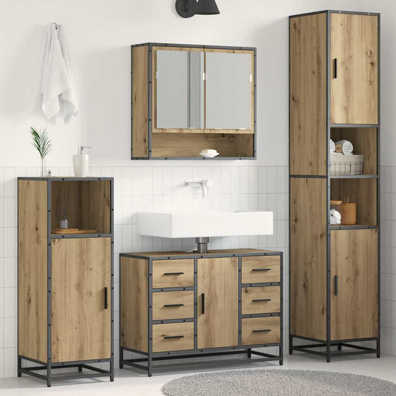 Set de mobilier pentru baie 3 buc. Stejar Artizanal