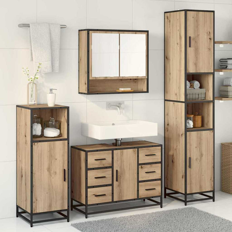 Set de mobilier pentru baie 3 buc. Stejar Artizanal