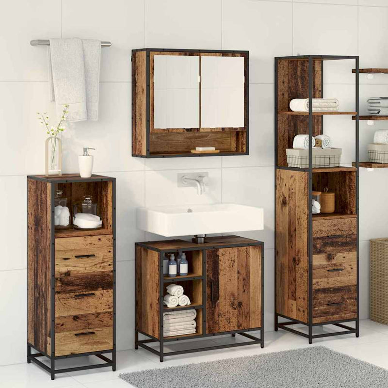 Set de mobilier pentru baie 3 buc. Lemn Vechi