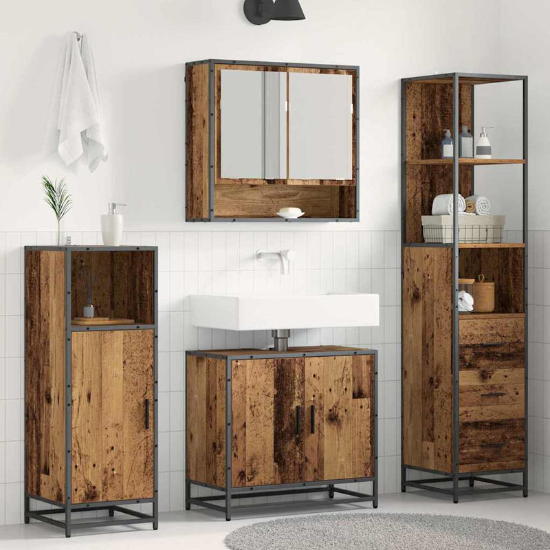 Set de mobilier pentru baie 3 buc. Lemn Vechi
