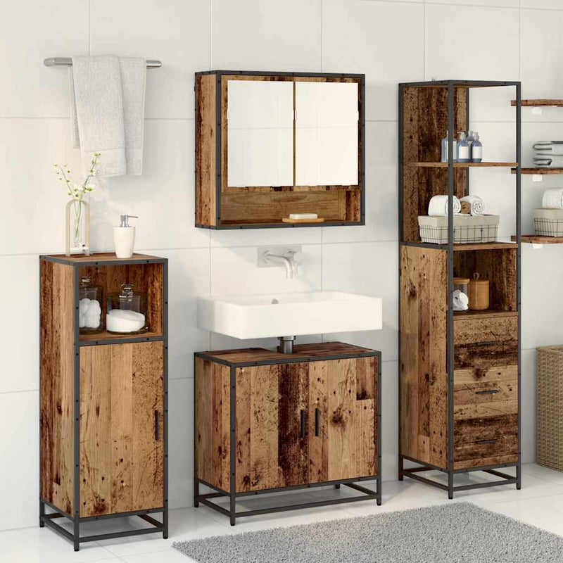 Set de mobilier pentru baie 3 buc. Lemn Vechi