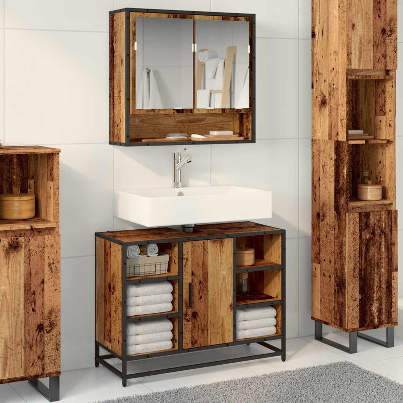 Set de mobilier pentru baie 2 buc. Lemn Vechi Lemn prelucrat