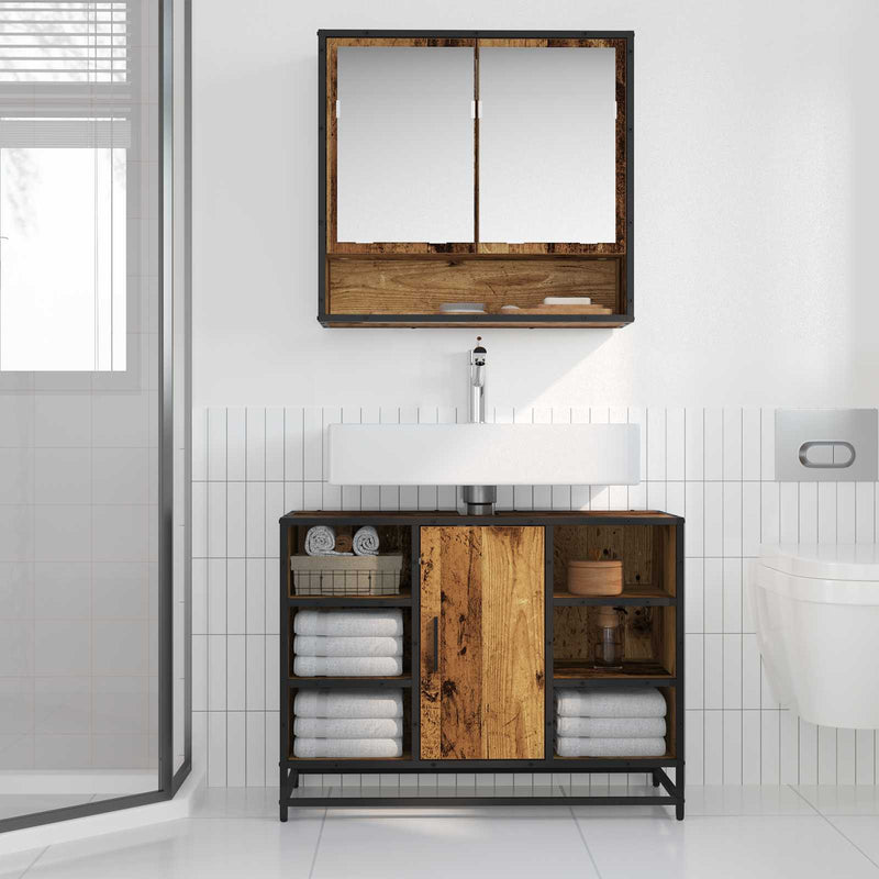 Set de mobilier pentru baie 2 buc. Lemn Vechi Lemn prelucrat