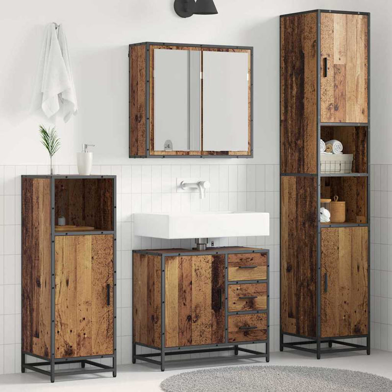 Set de mobilier pentru baie 3 buc. Lemn Vechi Lemn prelucrat