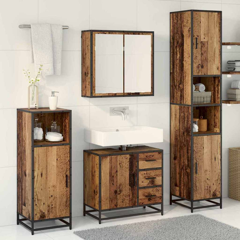 Set de mobilier pentru baie 3 buc. Lemn Vechi Lemn prelucrat