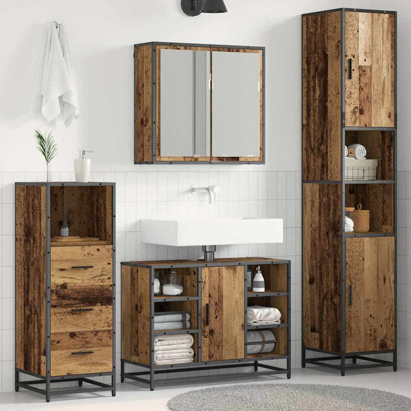 Set de mobilier pentru baie 3 buc. Lemn Vechi Lemn prelucrat