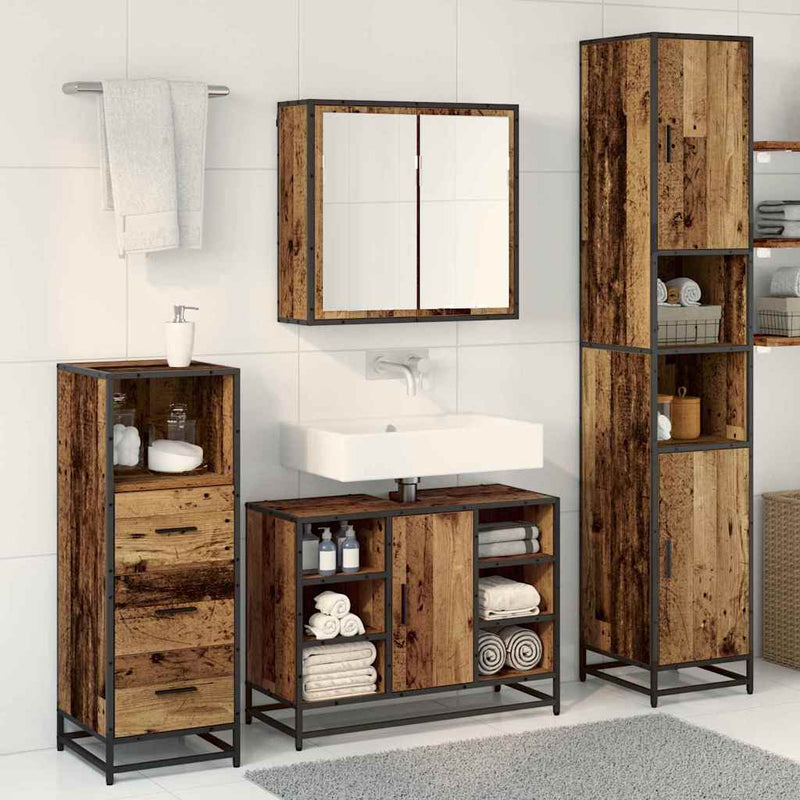 Set de mobilier pentru baie 3 buc. Lemn Vechi Lemn prelucrat