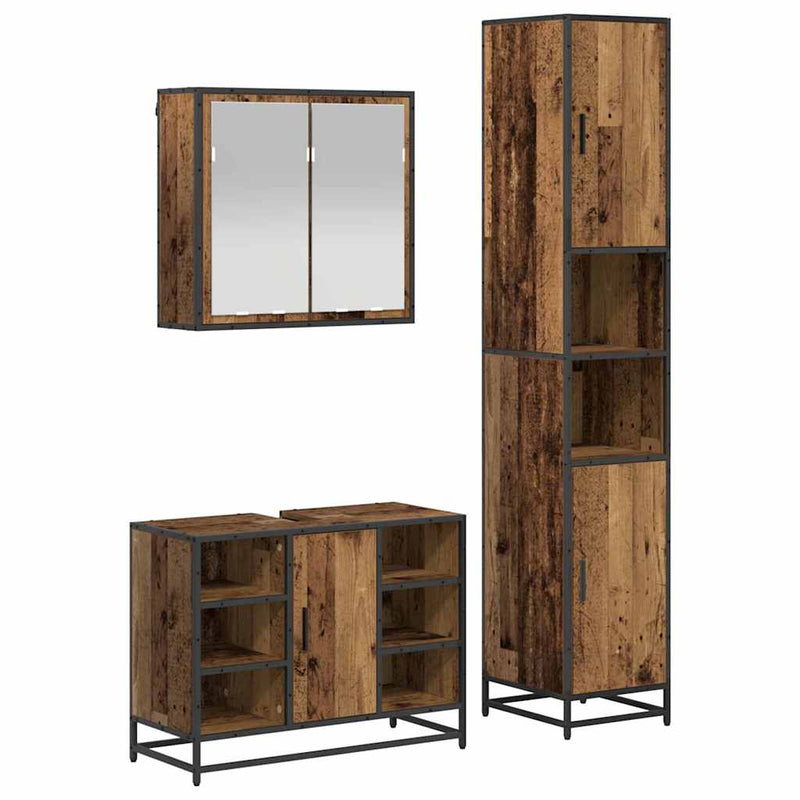 Set de mobilier pentru baie 3 buc. Lemn Vechi Lemn prelucrat