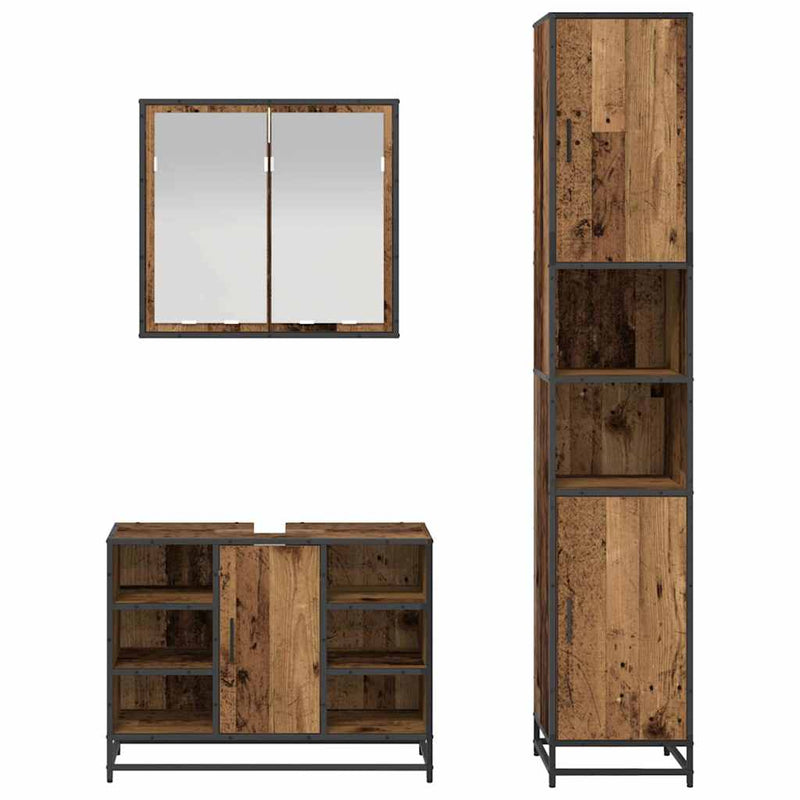 Set de mobilier pentru baie 3 buc. Lemn Vechi Lemn prelucrat