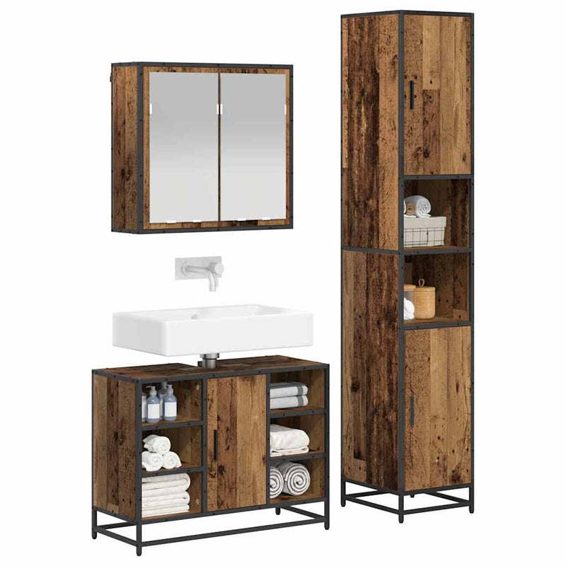 Set de mobilier pentru baie 3 buc. Lemn Vechi Lemn prelucrat