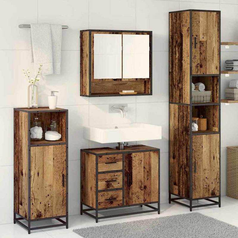 Set de mobilier pentru baie 3 buc. Lemn Vechi