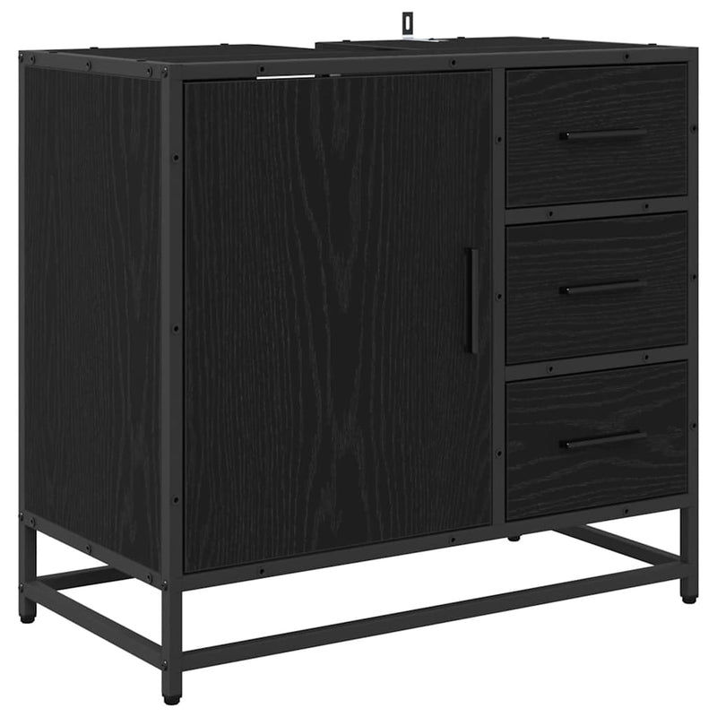 Set de mobilier pentru baie 3 buc. Stejar Negru