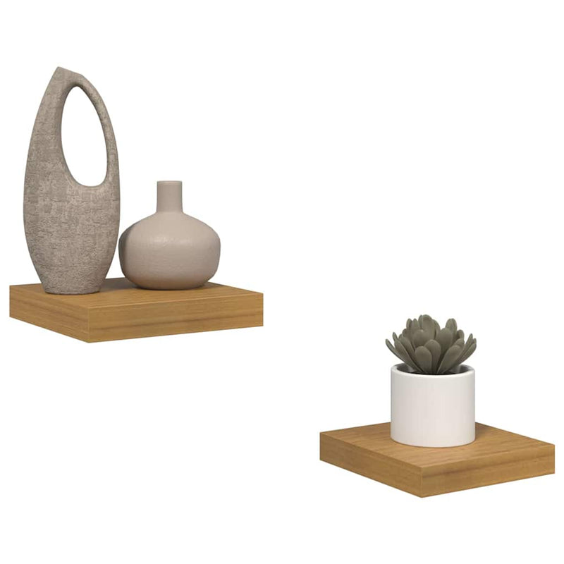 Raft de perete 2 buc. Bej 23 x 23,5 x 3,8 cm Lemn prelucrat