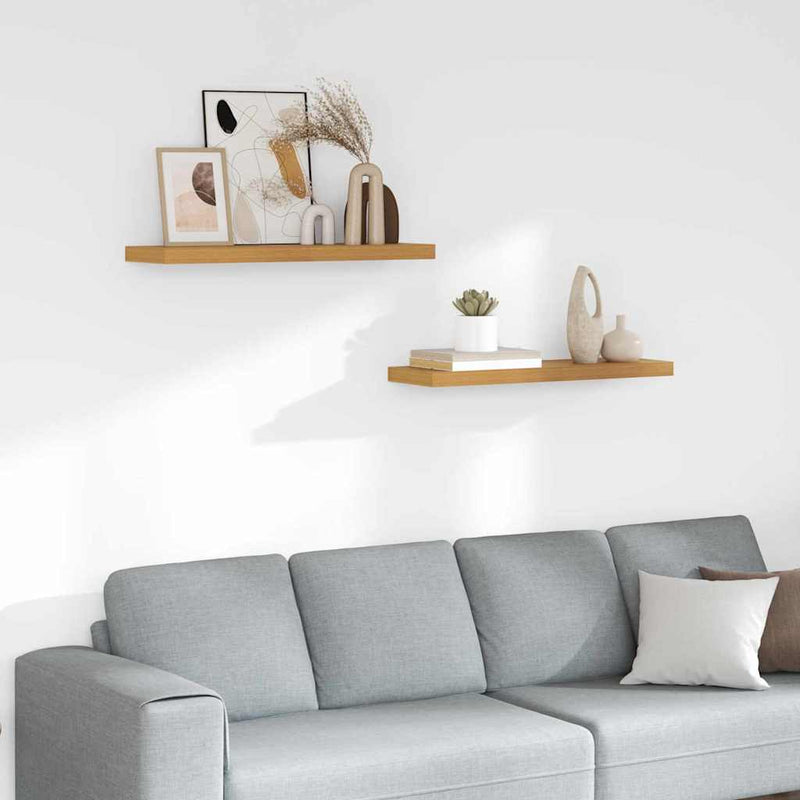 Raft de perete 2 buc. Bej 80 x 23,5 x 3,8 cm Lemn prelucrat