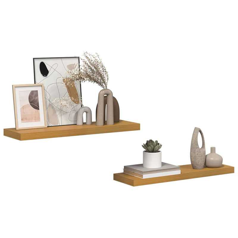 Raft de perete 2 buc. Bej 80 x 23,5 x 3,8 cm Lemn prelucrat
