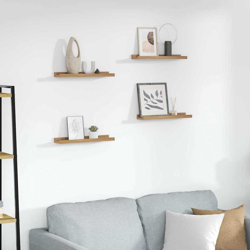 Raft de perete 4 buc. Maro 40 x 9 x 3 cm Lemn prelucrat