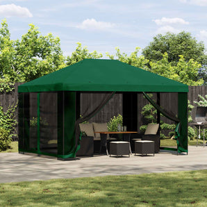 Foișor de grădină cu pereți laterali 4 × 3 m Verde