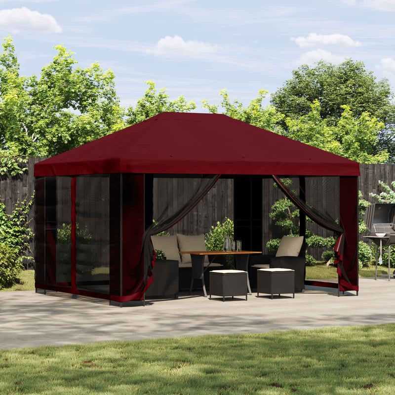 Foișor de grădină cu pereți laterali 4 × 3 m Burgundy
