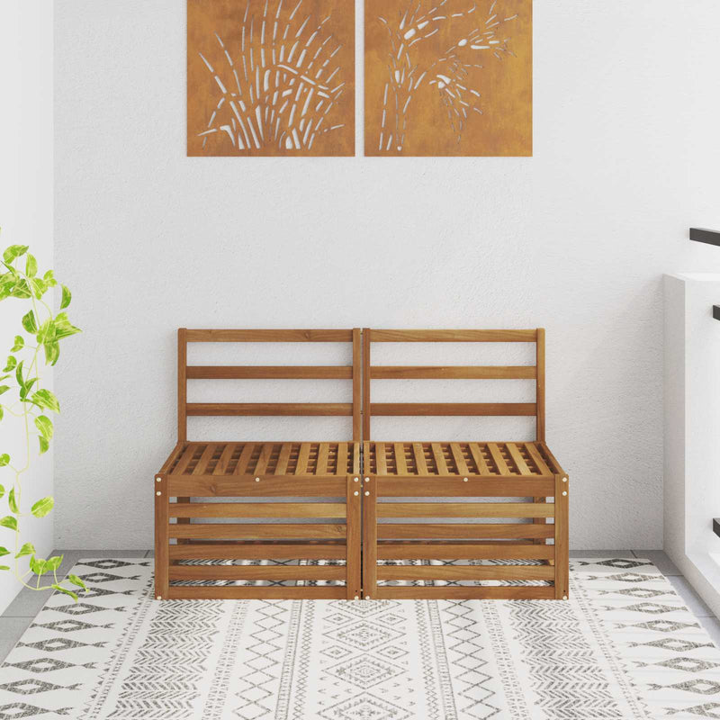 2 Bucată Canapea Medie pentru Exterior Lemn Solid de Acacia
