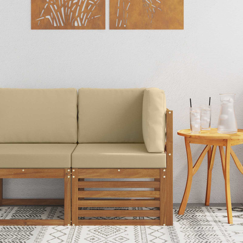 Sofa Colțar pentru Exterior Lemn Solid de Acacia natural