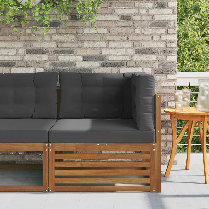 Canapea de colț pentru exterior Lemn Solid de Acacia natural