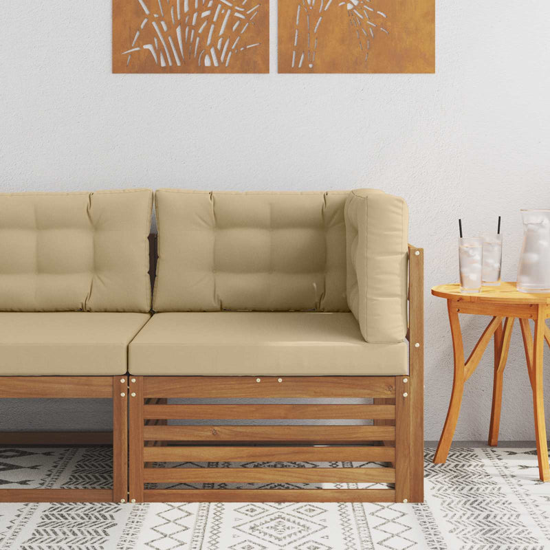 Canapea de colț pentru exterior Lemn Solid de Acacia natural