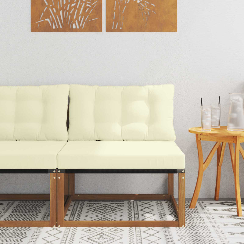 Canapea Medie pentru Exterior Lemn Solid de Acacia natural