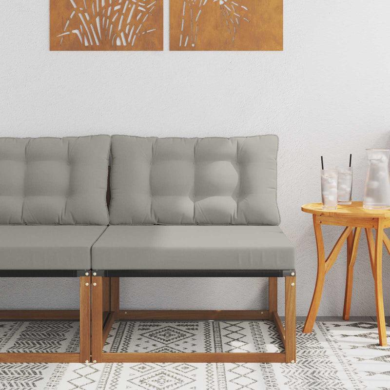 Canapea Medie pentru Exterior Lemn Solid de Acacia natural