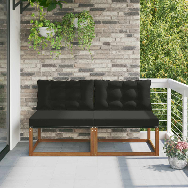 2 buc. Canapea Medie pentru Exterior Lemn Solid de Acacia