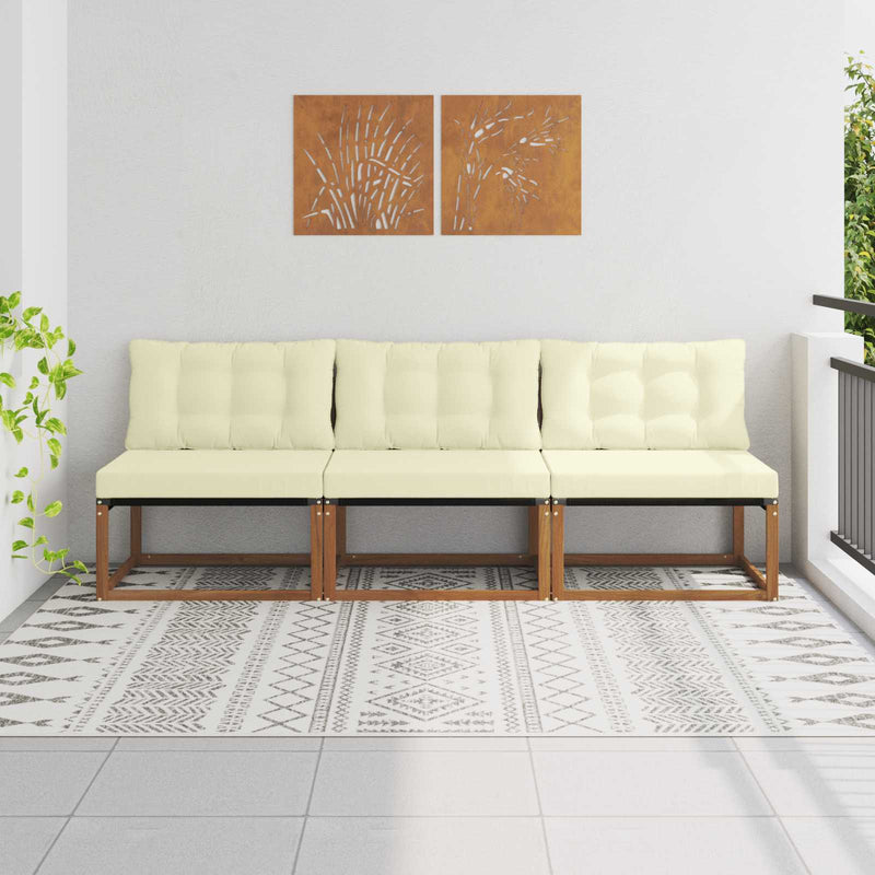 3 buc. Canapea Medie pentru Exterior Lemn Solid de Acacia