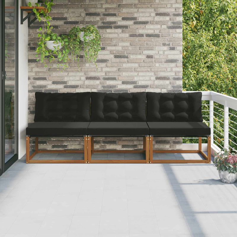 3 buc. Canapea Medie pentru Exterior Lemn Solid de Acacia