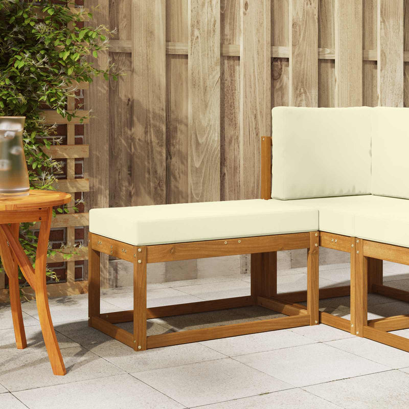 Bancă Exterioară Lemn Solid de Acacia Natural și Crem