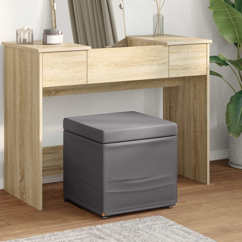Taburet Gri 41 x 41 x 40 cm Piele ecologică și lemn stratificat