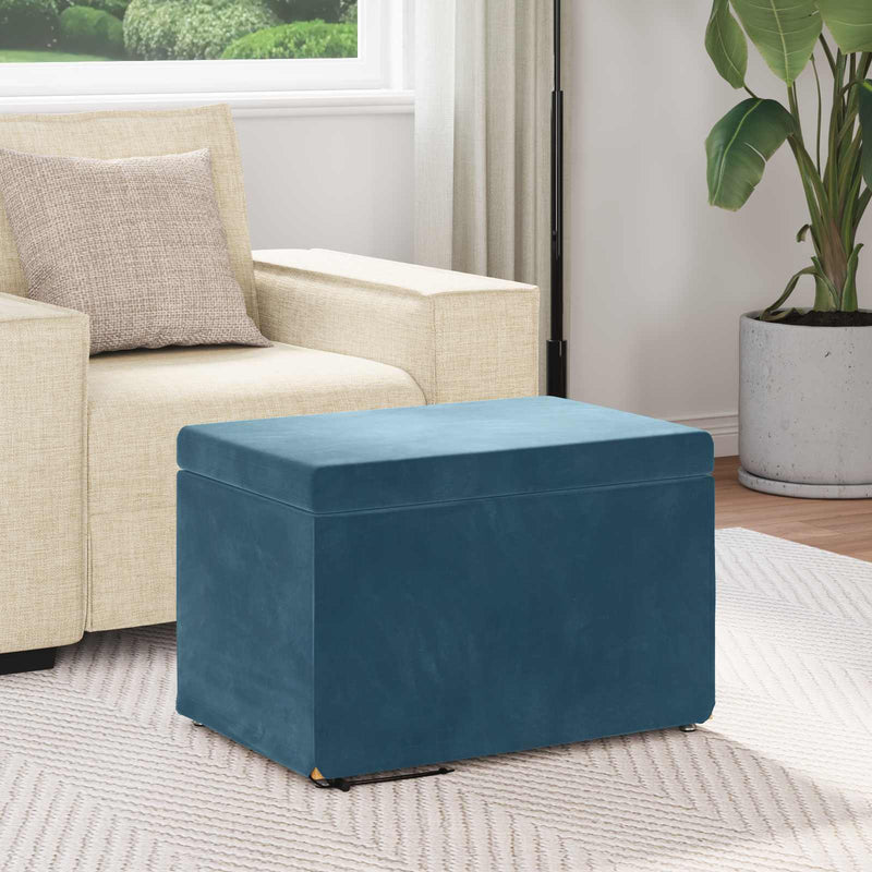 Taburet albastru 61 x 41 x 40 cm Catifea și lemn stratificat