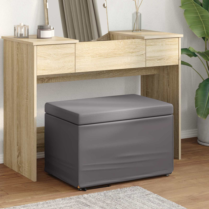 Taburet Gri 61 x 41 x 40 cm Piele ecologică și lemn stratificat