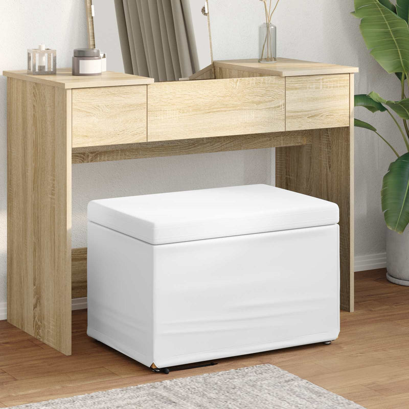 Taburet Alb 61 x 41 x 40 cm Piele ecologică și lemn stratificat