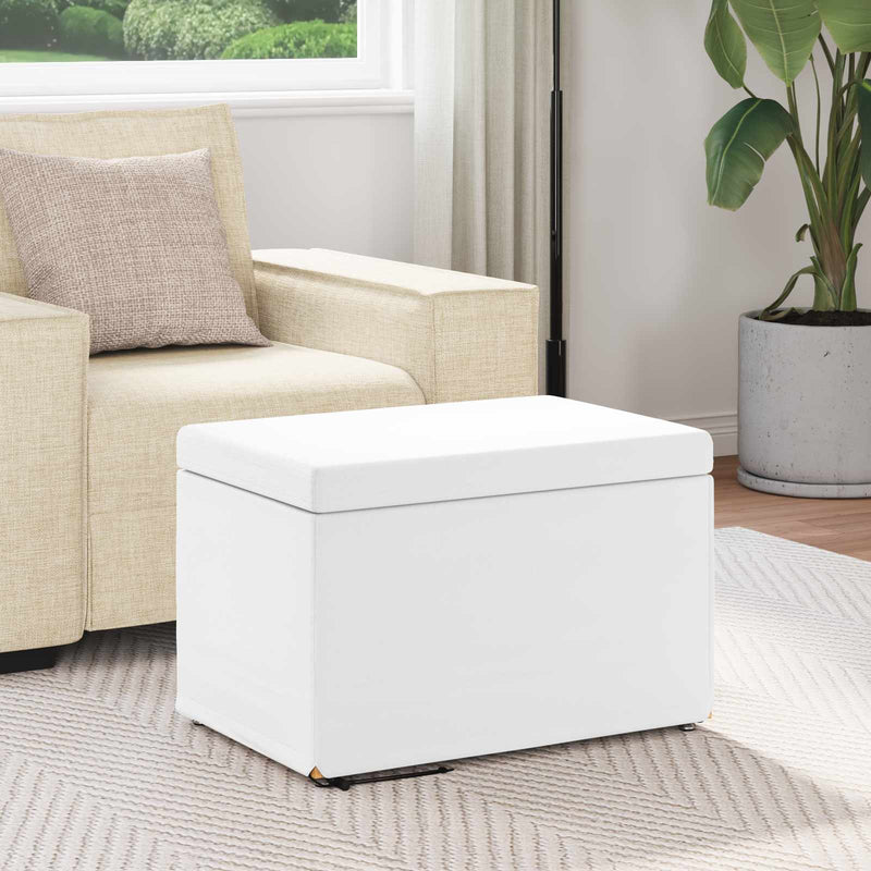 Taburet Alb 61 x 41 x 40 cm Piele ecologică și lemn stratificat