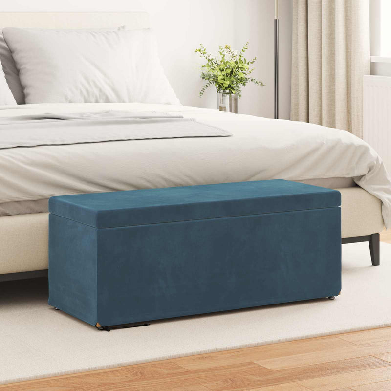 Taburet albastru 101 x 41 x 40 cm Catifea și lemn stratificat