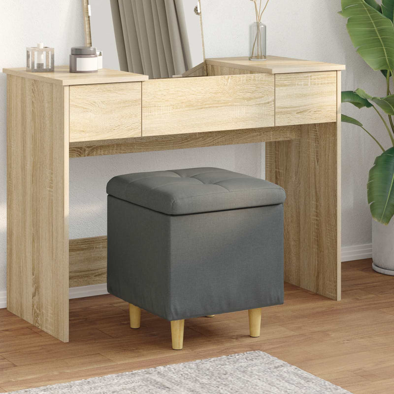 Ottoman cu Depozitare Gri închis 40 x 40 x 45 cm țesătură